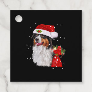 Australian Shepherd Dog Santa Hat Christmas Favour Tags