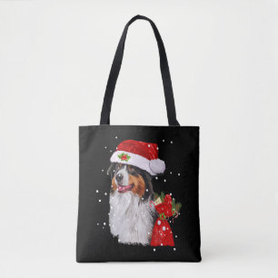 Australian Shepherd Dog Santa Hat Christmas Tote Bag