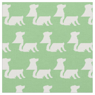 Australian Shepherd Dog Silhouette Sage Green Fabric