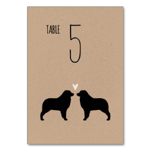 Australian Shepherd Dog Silhouettes Wedding Table Number