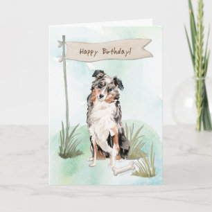 Australian Shepherd Dog Under Birthday Sign Card