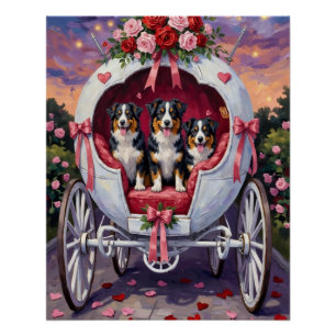 Australian Shepherd Dog Valentine's Day  Poster