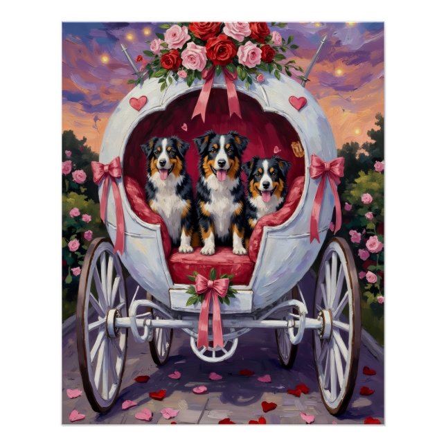 Australian Shepherd Dog Valentine's Day  Poster (Front)