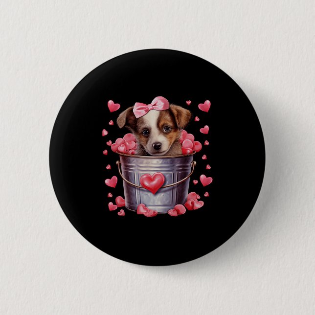 Australian Shepherd Dog Valentines Puppy Love Hear 6 Cm Round Badge (Front)