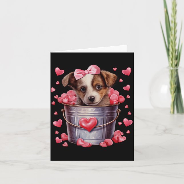 Australian Shepherd Dog Valentines Puppy Love Hear Card (Front)