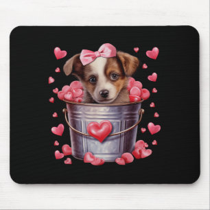 Australian Shepherd Dog Valentines Puppy Love Hear Mouse Pad