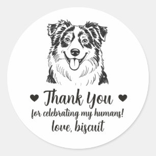 Australian Shepherd Dog Wedding Favour Stickers