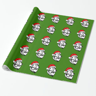 Australian Shepherd Dog with Christmas Santa Hat Wrapping Paper