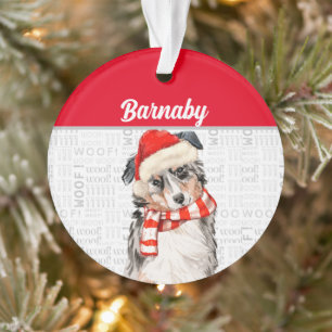 Australian Shepherd Dog with Name and Photo Ornament