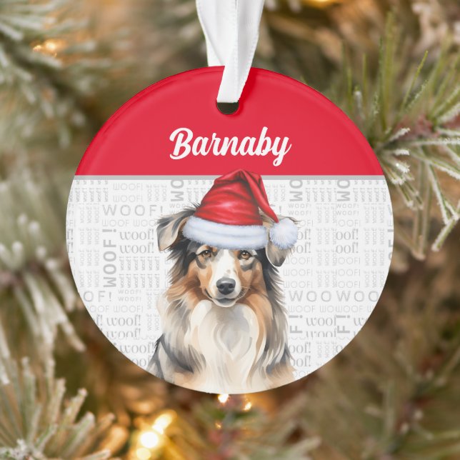 Australian Shepherd Dog with Name and Photo Ornament (Tree)