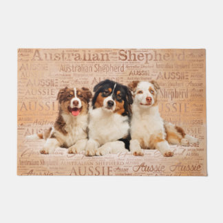 Australian Shepherd dogs on Word Cloud 1 Doormat