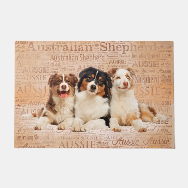 Australian Shepherd dogs  on Word Cloud 1 Doormat (Front)