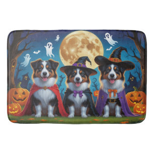 Australian Shepherd Dogs Pumpkin Halloween Funny Bath Mat