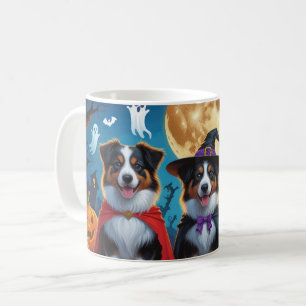 Australian Shepherd Dogs Pumpkin Halloween Funny Coffee Mug