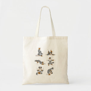 Australian shepherd doing yoga Tote bag