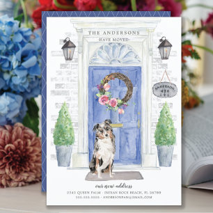 Australian Shepherd Front Door Moving Announcement