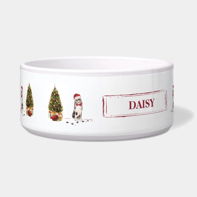 Australian Shepherd Funny Christmas Dog with Tree (Left)