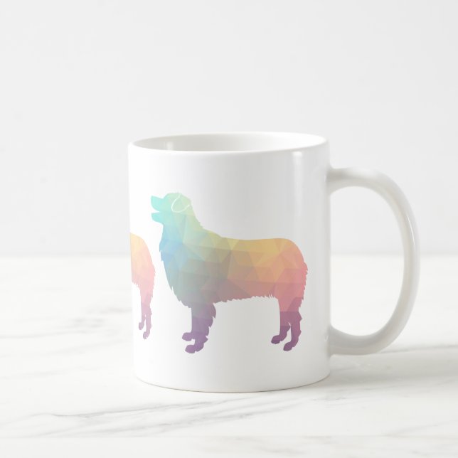 Australian Shepherd Geometric Silhouette Pastel Coffee Mug (Right)