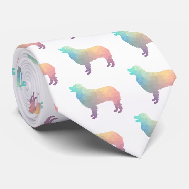 Australian Shepherd Geometric Silhouette Pastel Tie (Rolled)