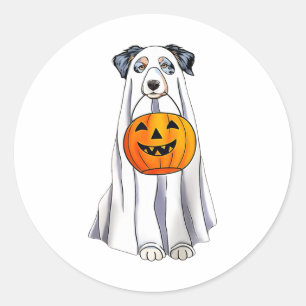 Australian Shepherd Halloween Funny Ghost Costume Classic Round Sticker
