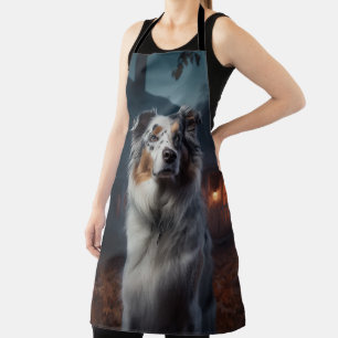 Australian Shepherd Halloween Scary Apron