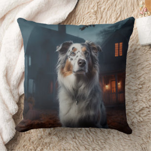 Australian Shepherd Halloween Scary Cushion