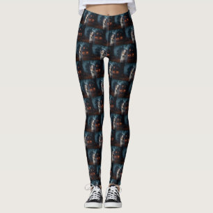 Australian Shepherd Halloween Scary Leggings
