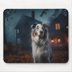 Australian Shepherd Halloween Scary Mouse Pad