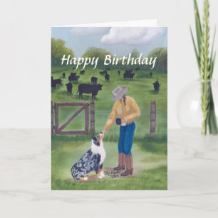 Australian Shepherd - Happy Birthday Card