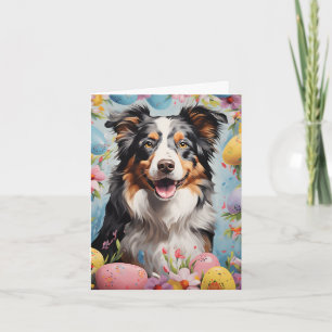 Australian Shepherd Happy Easter Card