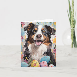 Australian Shepherd Happy Easter Card
