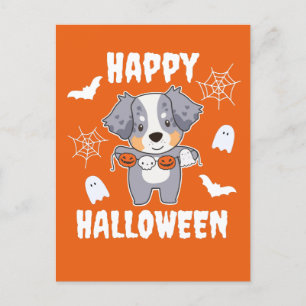 Australian Shepherd Happy Halloween Dog Costume Holiday Postcard