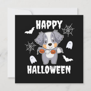 Australian Shepherd Happy Halloween Dog Costume Invitation
