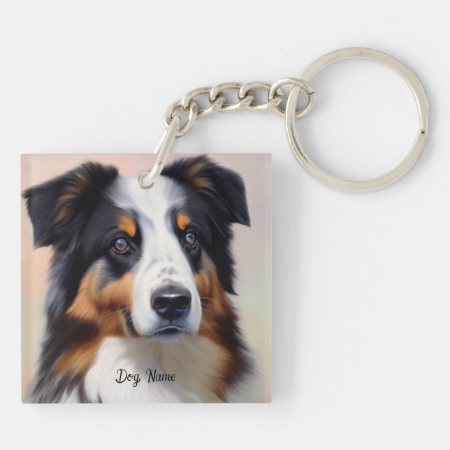 Australian Shepherd Head -  Key Ring (Back)