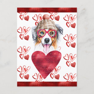 Australian Shepherd Heart Dog Lover Valentine Gift Holiday Postcard