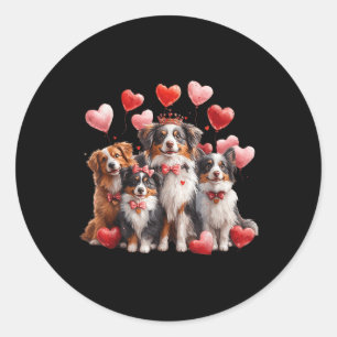 Australian Shepherd Heart Valentines Day Couple Me Classic Round Sticker