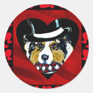 Australian Shepherd Hearts Classic Round Sticker