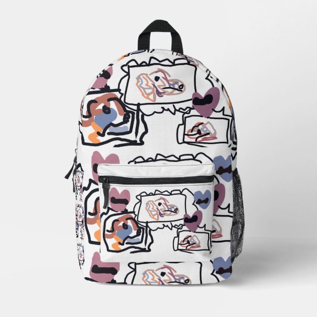 Australian Shepherd hearts  Printed Backpack (Front)