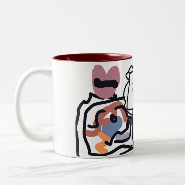 Australian Shepherd hearts  Two-Tone Coffee Mug (Left)