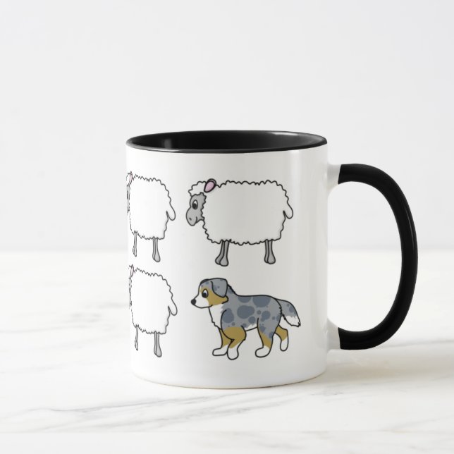 Australian Shepherd Herding Sheep Mug (Right)