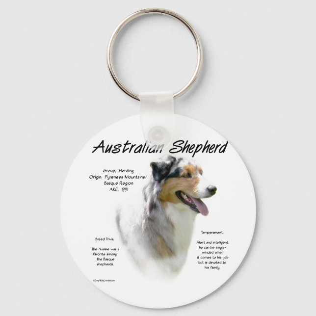 Australian Shepherd History, All about Aussies Key Ring (Front)