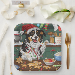 Australian Shepherd Holiday Baking Christmas Paper Plate