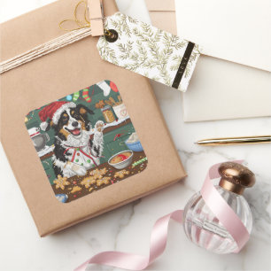Australian Shepherd Holiday Baking Christmas Square Sticker