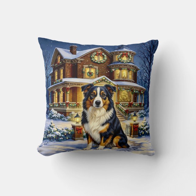 Australian Shepherd Holiday  Cushion (Front)