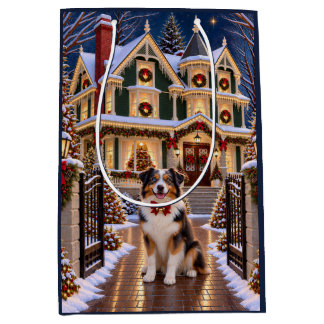 Australian Shepherd Holiday Medium Gift Bag