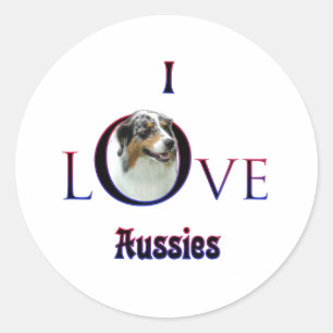 Australian Shepherd I Love Classic Round Sticker