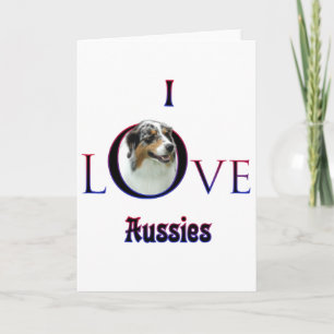 Australian Shepherd I Love Holiday Card