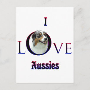 Australian Shepherd I Love Postcard