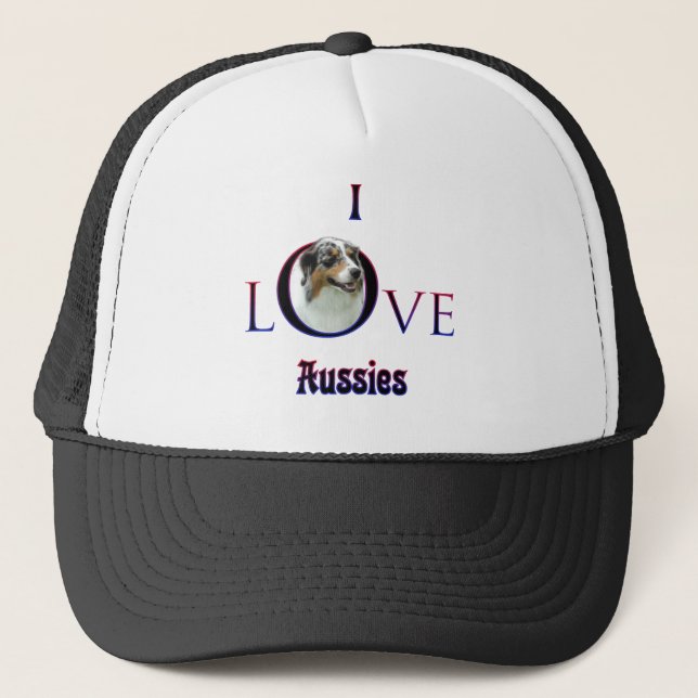Australian Shepherd I Love Trucker Hat (Front)