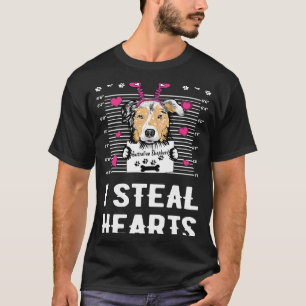 Australian Shepherd I Steal Hearts Dog Valentines T-Shirt